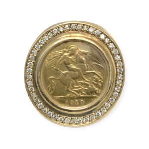 Diamond 0.50ct  1910 Half Sovereign Ring in 9K and 22K Yellow Gold