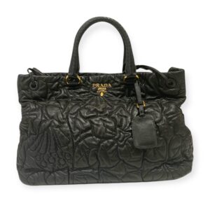 Prada 2 Way Nappa Gauffre Black Leather Bag