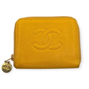 CHANEL VINTAGE COIN PURSE YELLOW CAVIER LEATHER