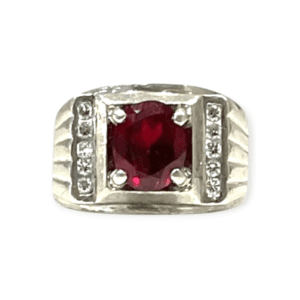 Ruby And Diamond 0.50ct Ring In 9K White Gold
