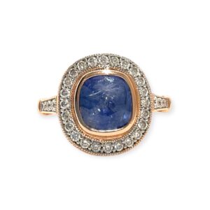 Diamond 0.41cts Saphire Ring In 14k Rose Gold