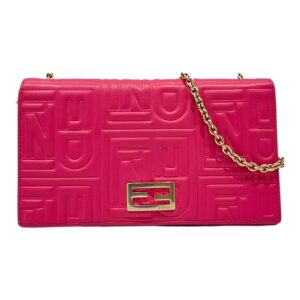 Fendi Embossed Leather Chain Wallet
