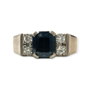 Quartz And Diamond 0.2cts Ring In 18K White Gold