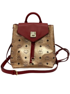 MCM Visetos Essential Drawstring Leather Coated Canvas Backpack