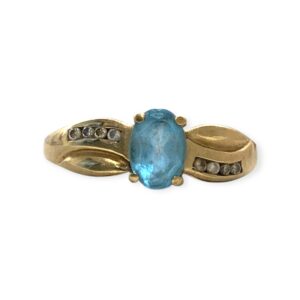 Topaz & Diamond 0.05 cts Ring in 9K Yellow Gold