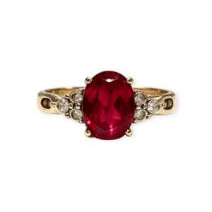 Ruby & Diamond 0.15cts Ring in 9K Yellow Gold