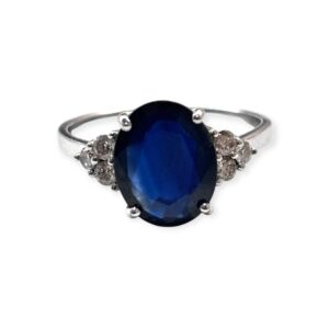 Diamond And Sapphire 0.28CTS Ring in 14K White Gold