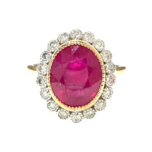 Natural Ruby And Diamond 0.34ct Ring In 9K Yellow Gold