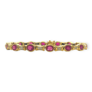Diamond 0.10cts & Ruby Bracelet in 9K Yellow Gold