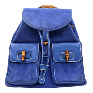 Gucci Suede and Leather Bamboo Backpack