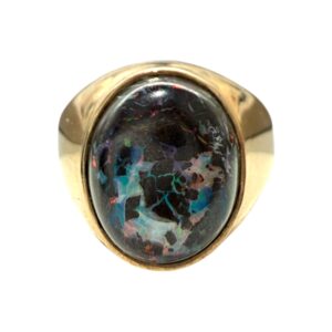 Black Opal Ring in 9K Yellow Gold