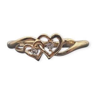 Diamond 0.02cts Heart Ring in 9k Yellow Gold