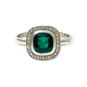 Emerald and Diamond 0.01cts Ring In 9K White Gold