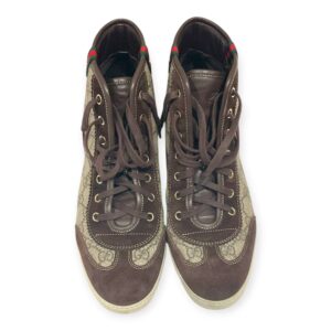 Gucci GG Supreme Canvas Suede Trimming High Top Shoes