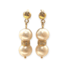 Pearl & Diamond 0.05ct Drop Earrings in 18K Yellow Gold