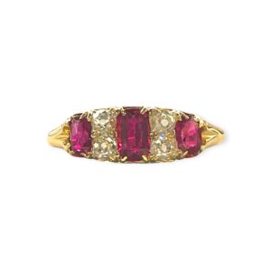 Ruby & Diamond 0.35cts Ring in 18K Yellow Gold