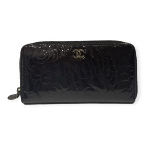 Chanel Camellia Black Long Wallet