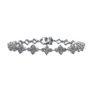 Diamond 0.37ctw Clover Motif Bracelet in 9K White Gold