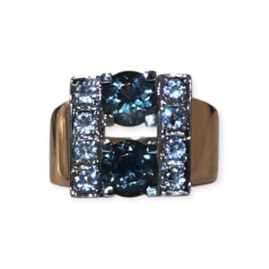Cubic Zirconia & Green Gemstone Ring in 9K Yellow Gold